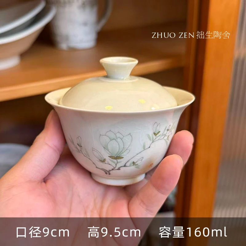 《食野》兰花 半手工盖碗