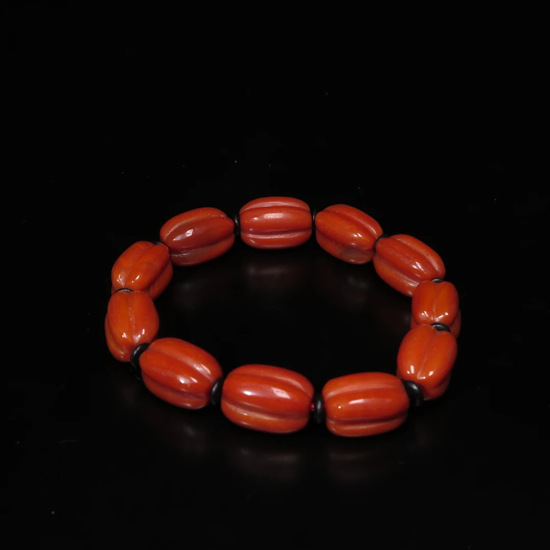 民国瓜棱玛瑙串饰/MZ023582/玛瑙/民族文物