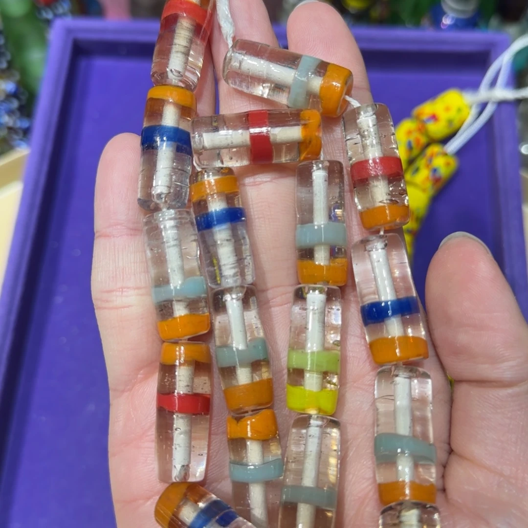 琉璃非金属圆管抽象几何琉璃珠