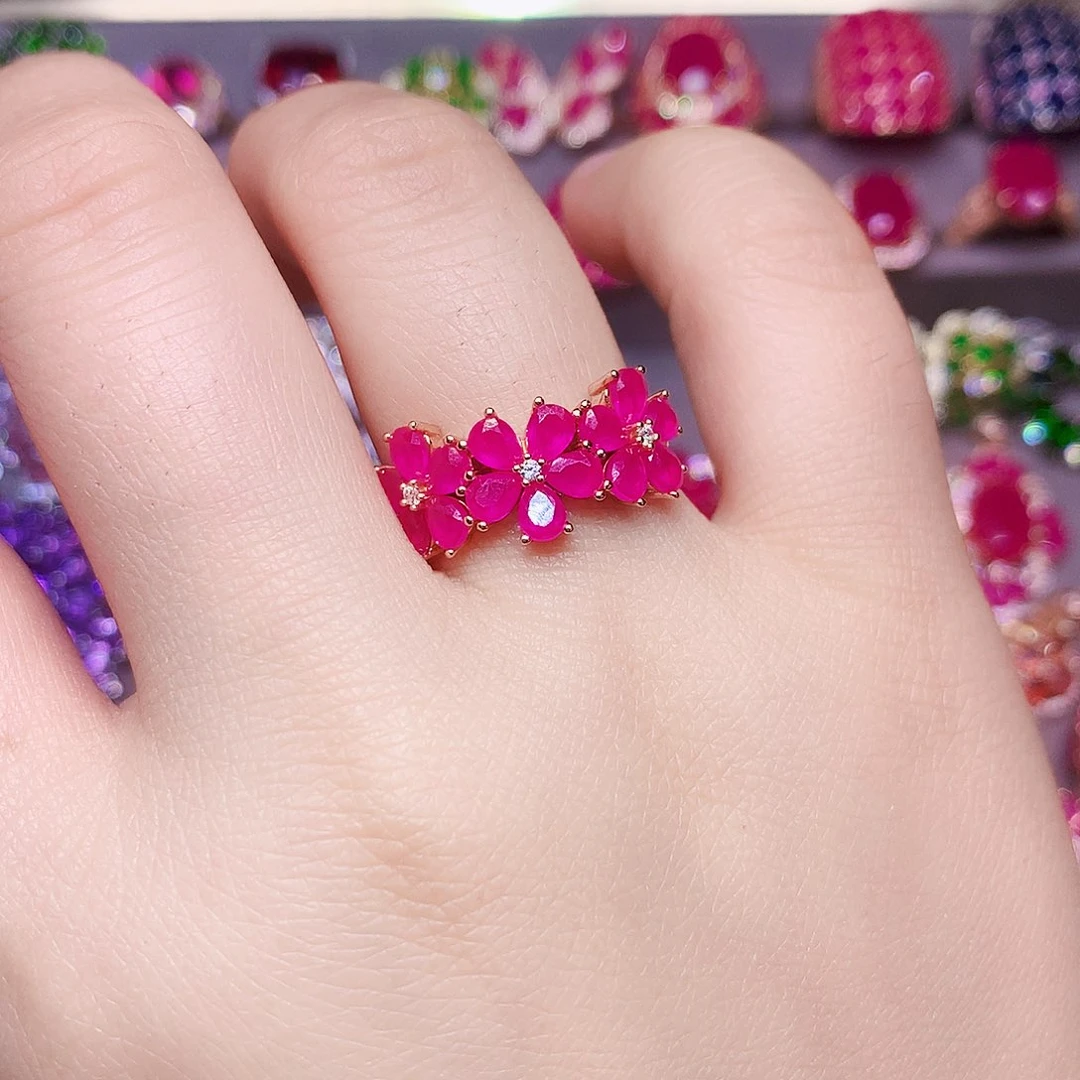 银S925镶嵌戒指红宝石