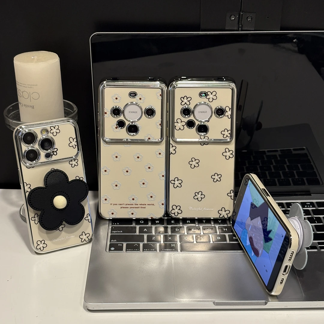 线条花朵适用苹果17pro手机壳16PM视窗华为p80荣耀oppo小众小米15