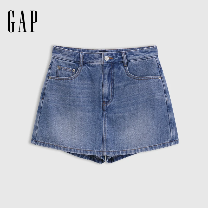 Gap女装夏季新款中腰无弹牛仔短裙裤宽松百搭气质舒适简约765943