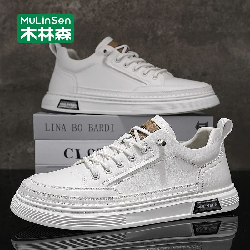 木林森板鞋男款2025新款秋季青少年休闲鞋厚底增高运动男士小白鞋