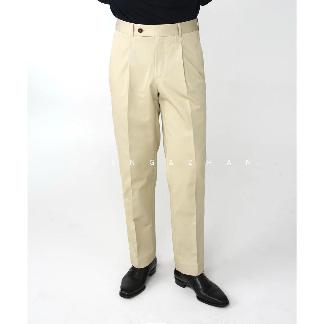 【618特惠】撑展男士高定修身卡其色白色商务休闲裤 25