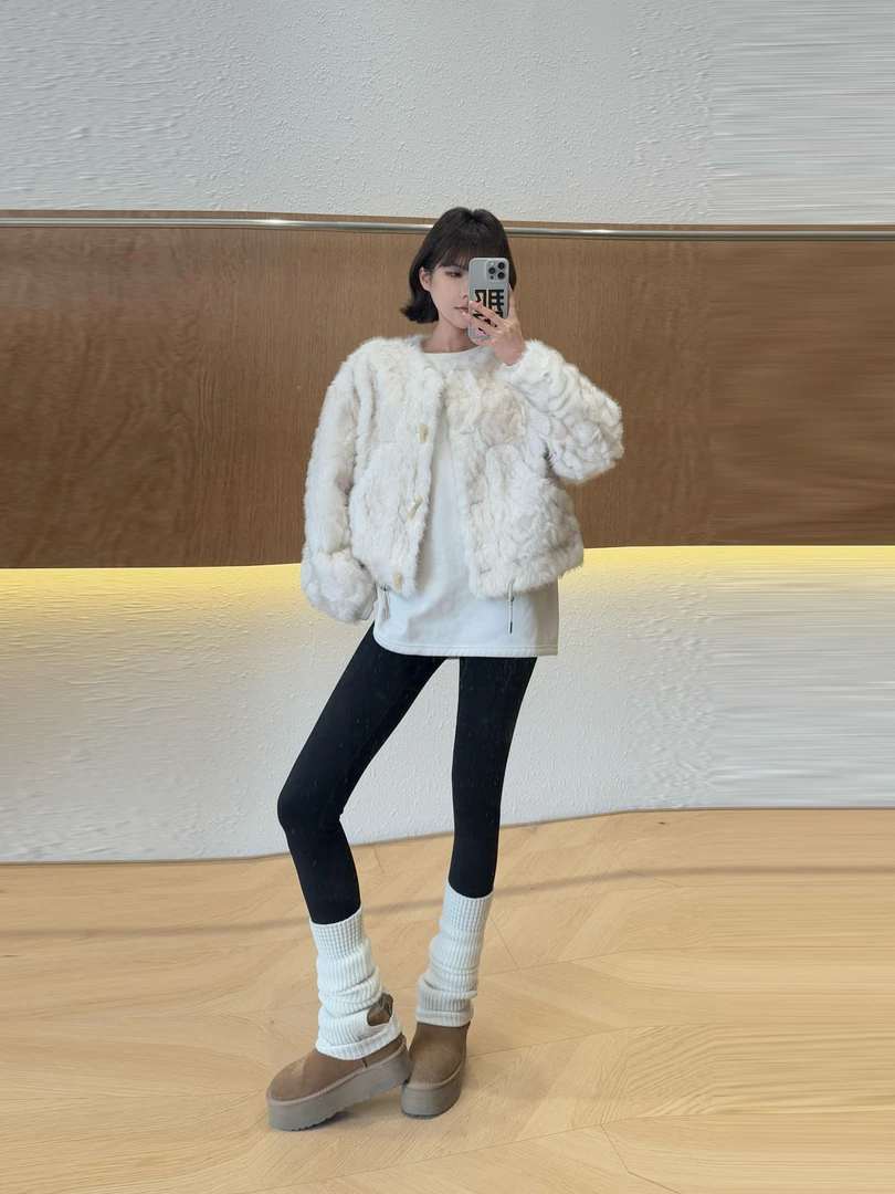 新【DGG STUDIO】2024秋冬新款设计师毛毛短款外套时尚百搭2.4