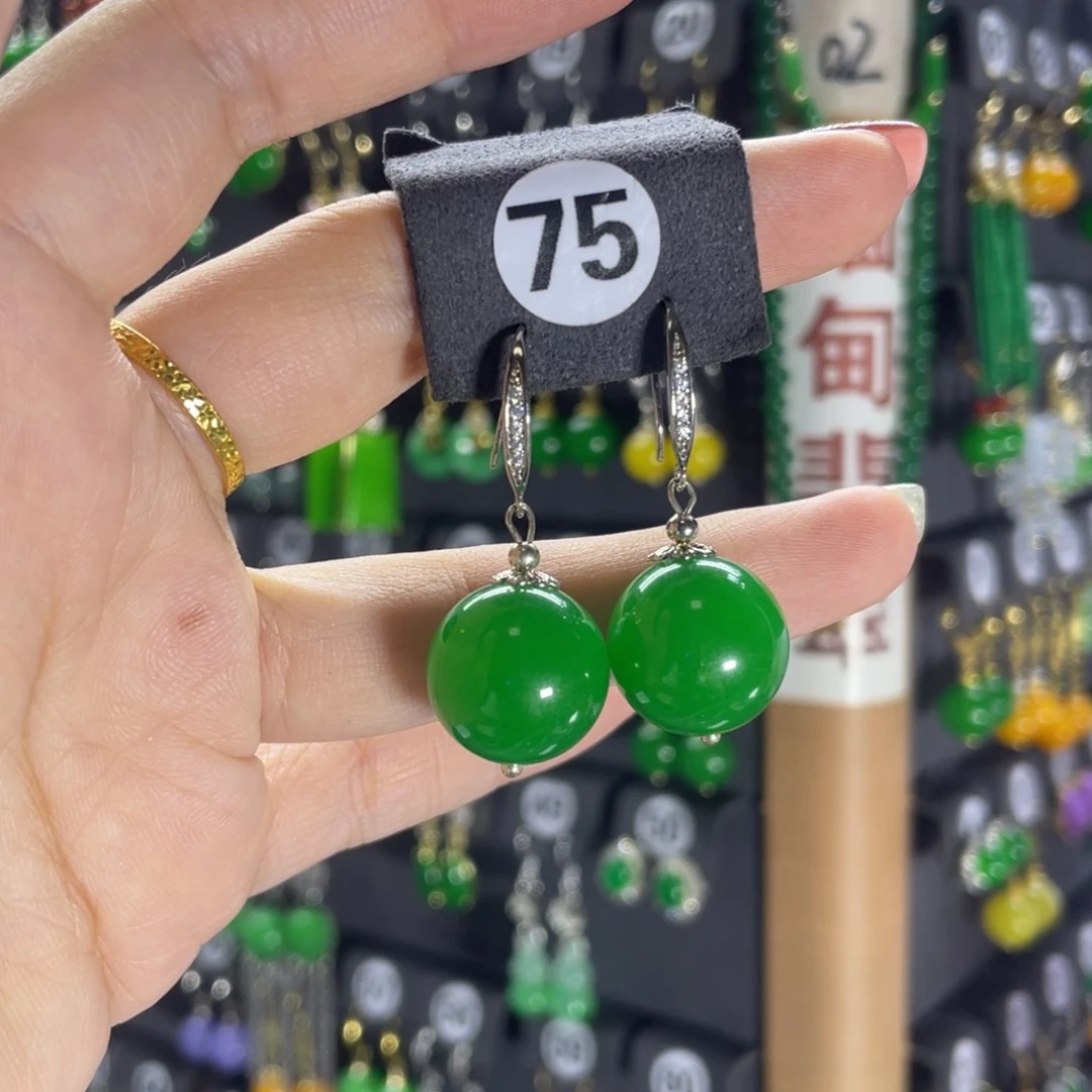 银S925镶嵌翡翠耳饰75