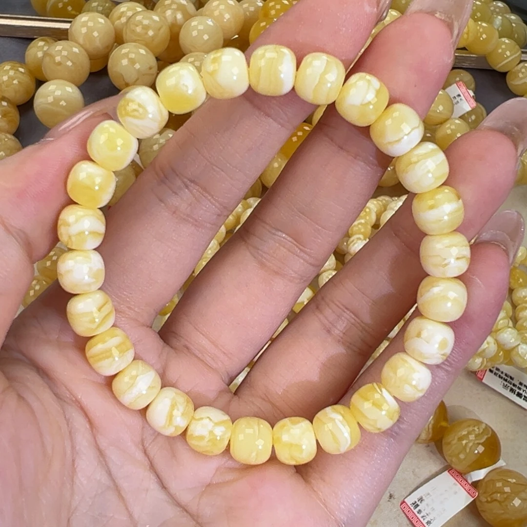 琥珀未镶嵌手链8瓷白虎皮