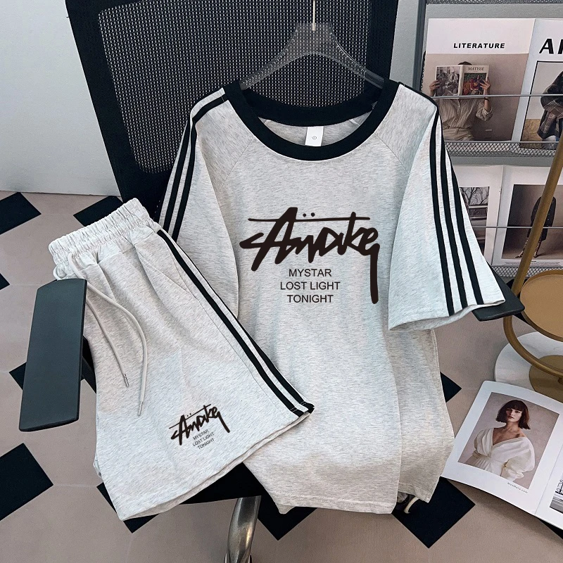 休闲运动套装女装2025新款爆款学生短裤夏装洋气减龄宽松大码显瘦