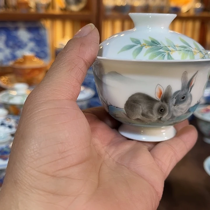 錡镇堂手工手绘盖碗