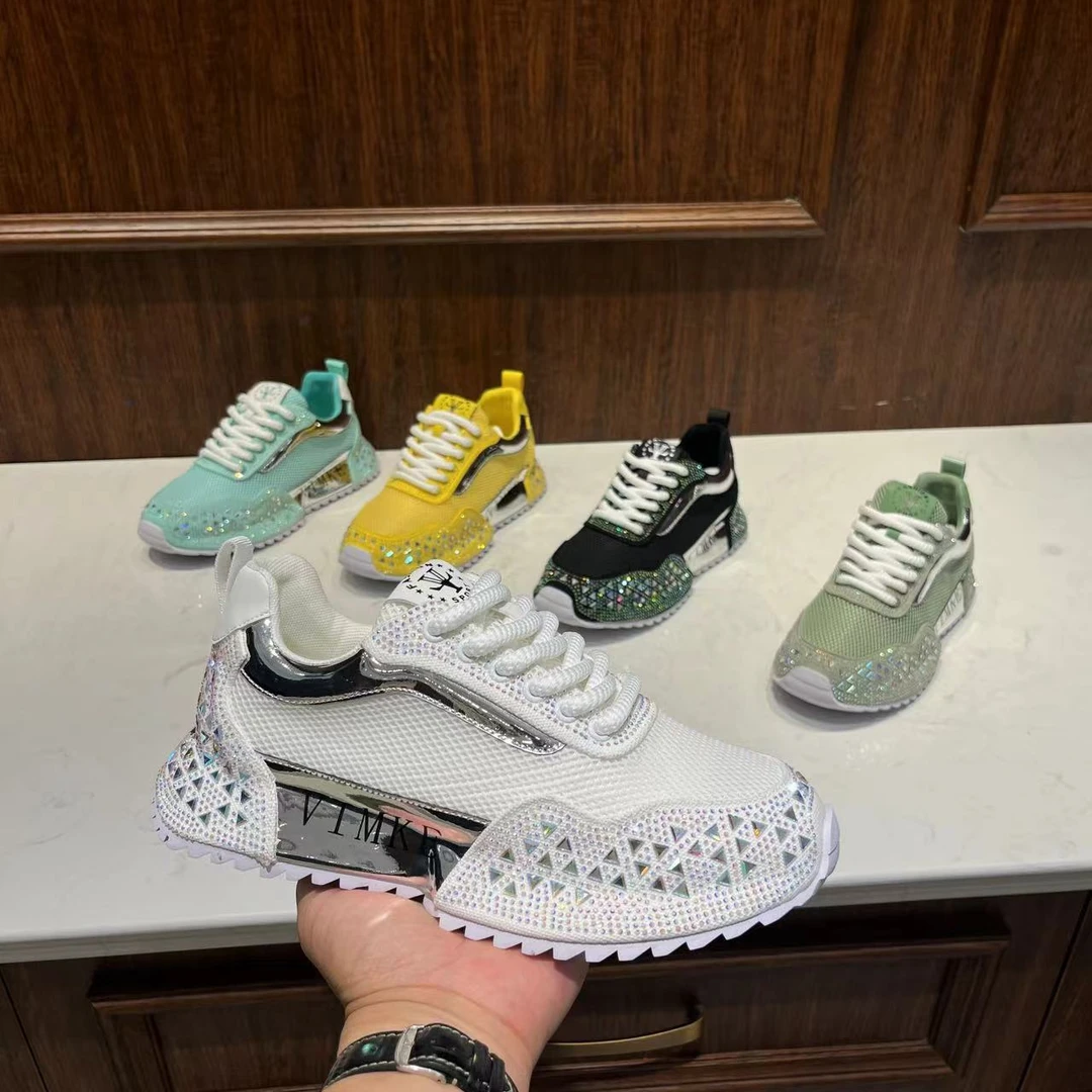 2025夏季新款手工包底鞋轻奢高端低帮网面透气烫钻男款运动休闲鞋