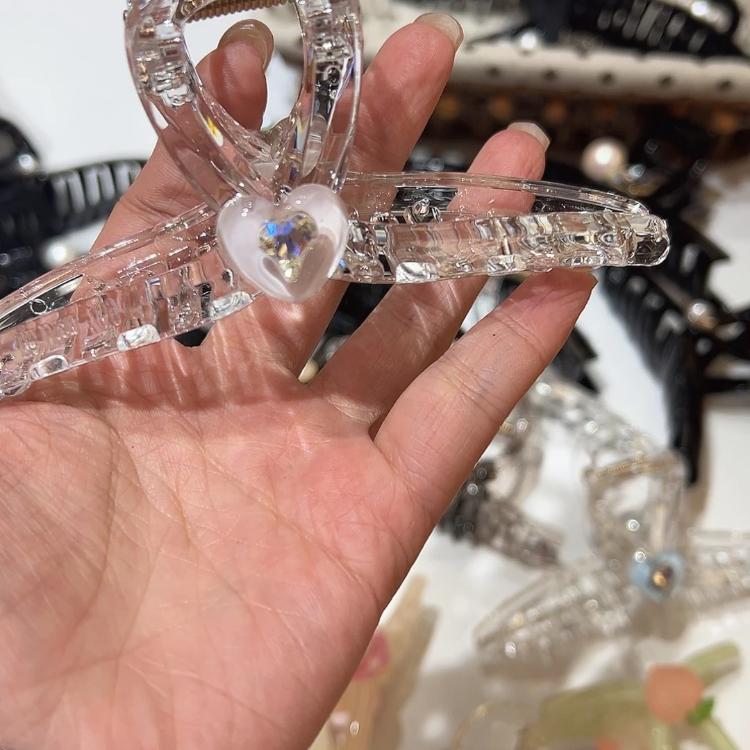 糖***ღ布艺铁合金紫色爱心大抓夹