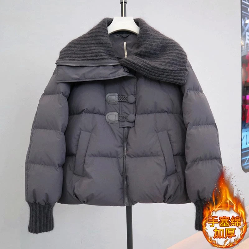 香朵儿时尚小众拼接拉链棉服2025秋冬新年新衣女款气质服装面包服