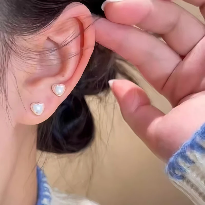 铜合金耳饰 爱心水滴铃铛粉红色女日韩耳钉气质温柔小众百搭耳饰