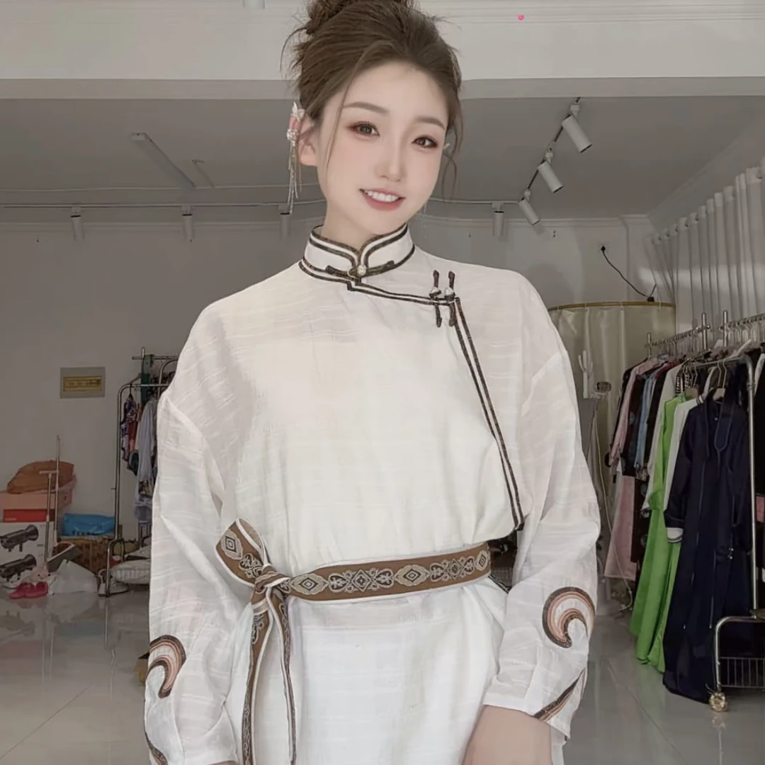 【蒙克】民族风麻料宽松大版衬衣