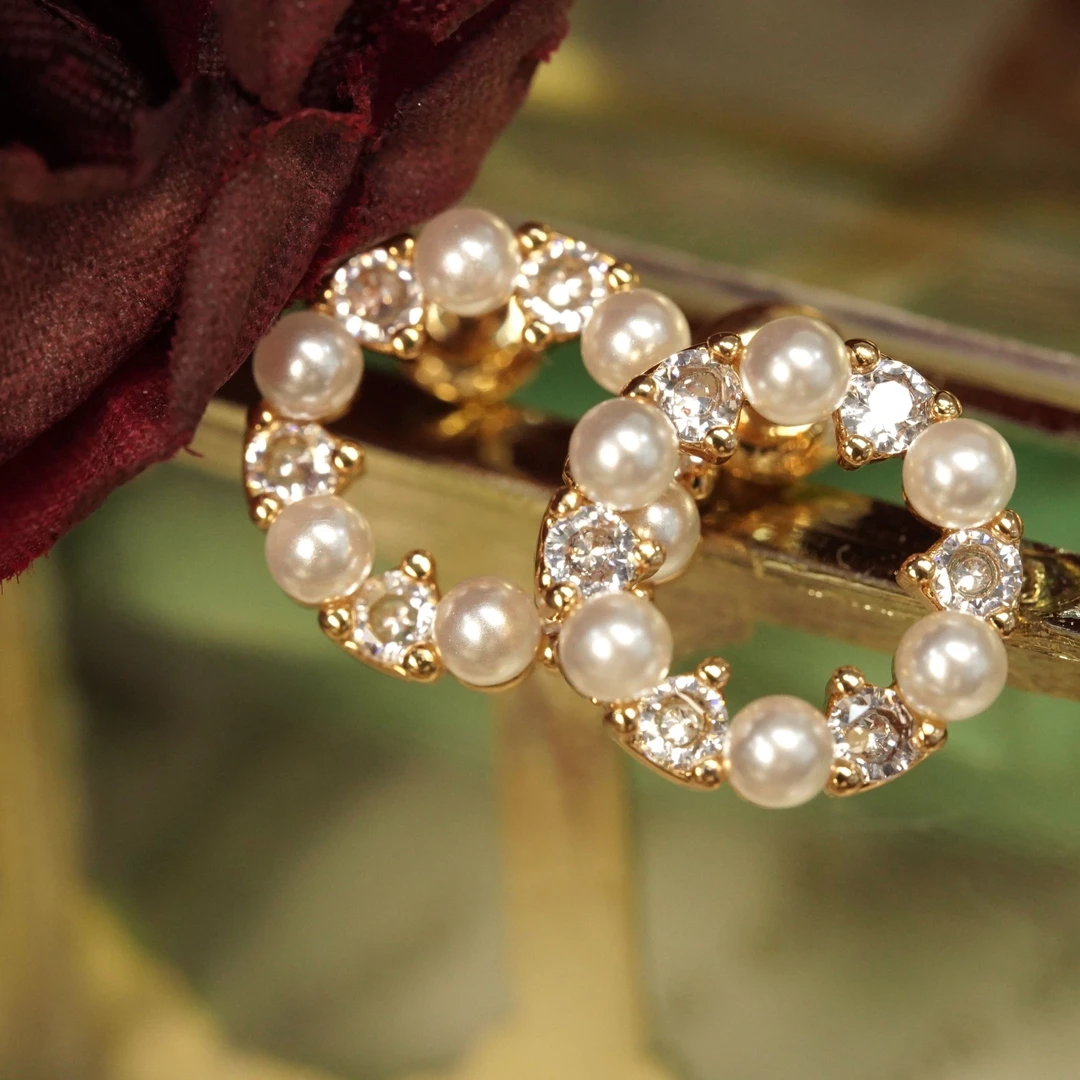 铜合金耳饰 【8461】耳钉 时尚百搭气质满钻个性小巧