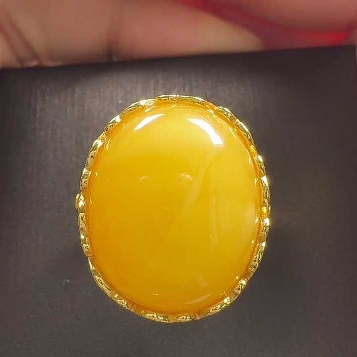 蜜蜡银S925镶嵌戒指戒指
