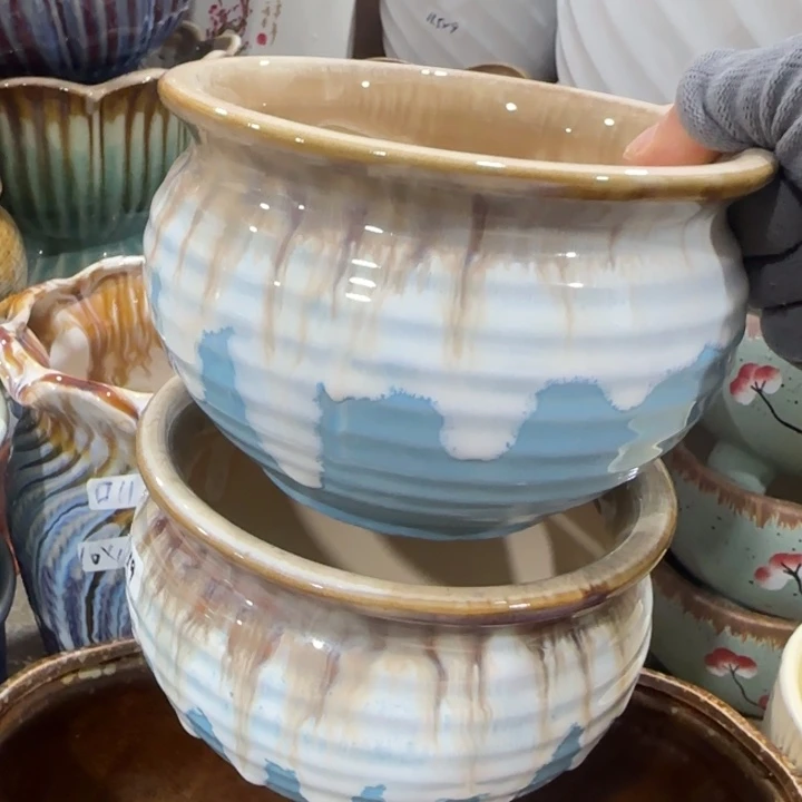 凑9块包邮，有孔，陶瓷花盆