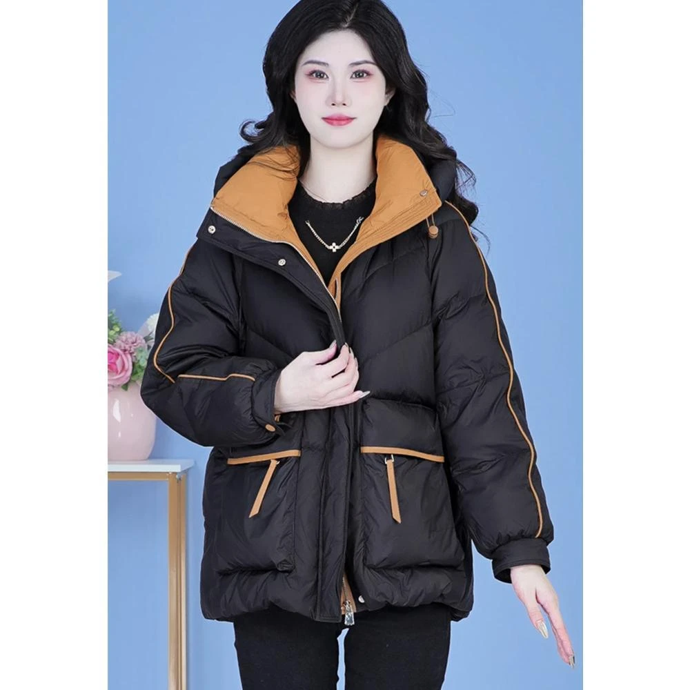 时尚洋气宽松保暖2025年冬季新款加厚休闲显瘦棉服高级感连帽外套