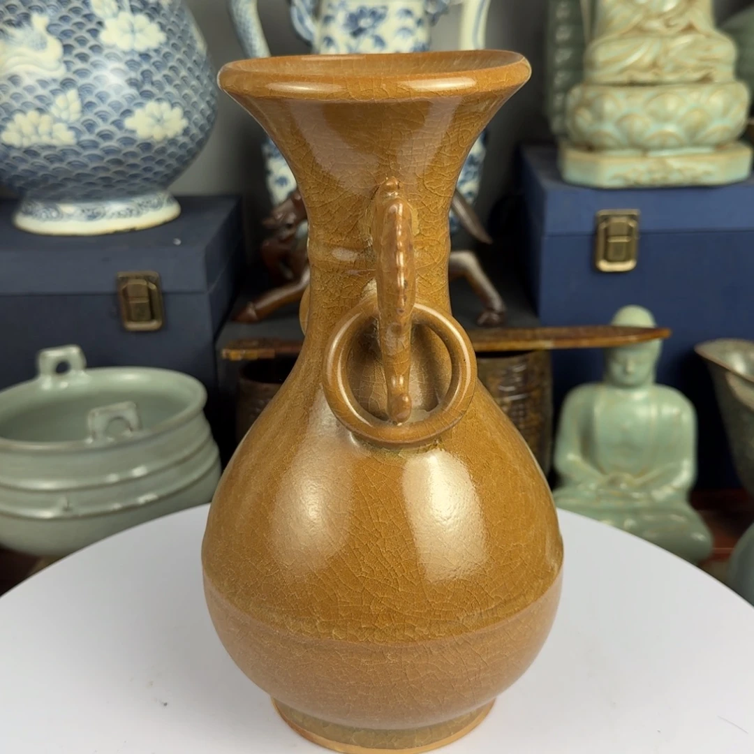 摆件黄龙泉双耳瓶精品