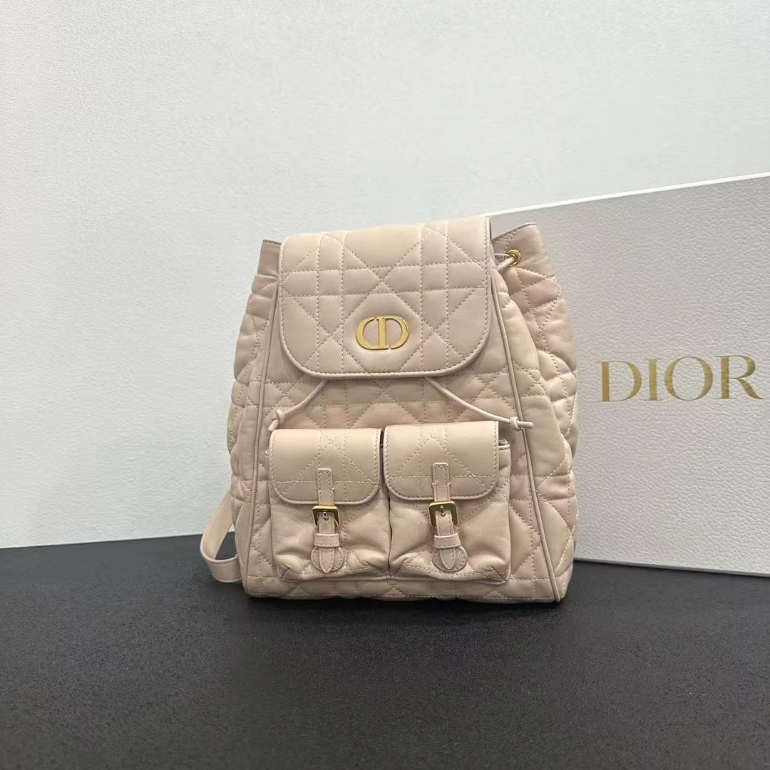 未使用 DIOR/迪奥 壹所奢品/迪奥caro 粉色 中号双肩包闲置
