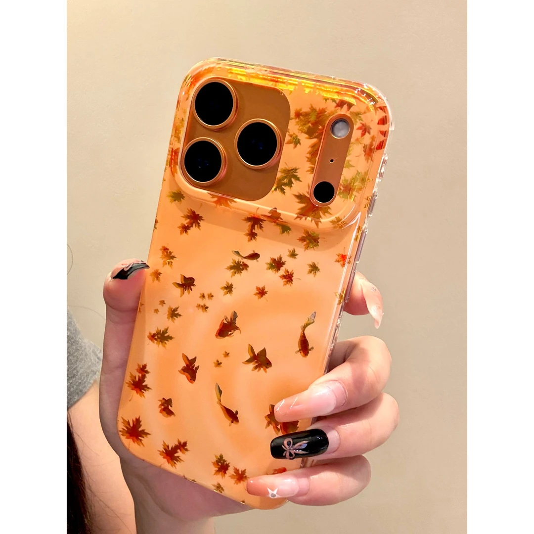 适用苹果iphone17promax枫叶锦鲤16pro韩风创意15防摔14ins手机壳
