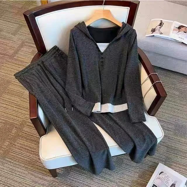 a024时尚休闲新款减龄气质韩版百搭套装洋气秋大码显瘦上衣宽松