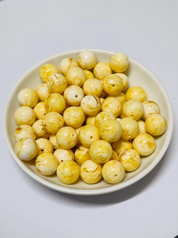 蜜蜡散珠 骨瓷白A689 卡12MM 10颗 （赠弹力绳）