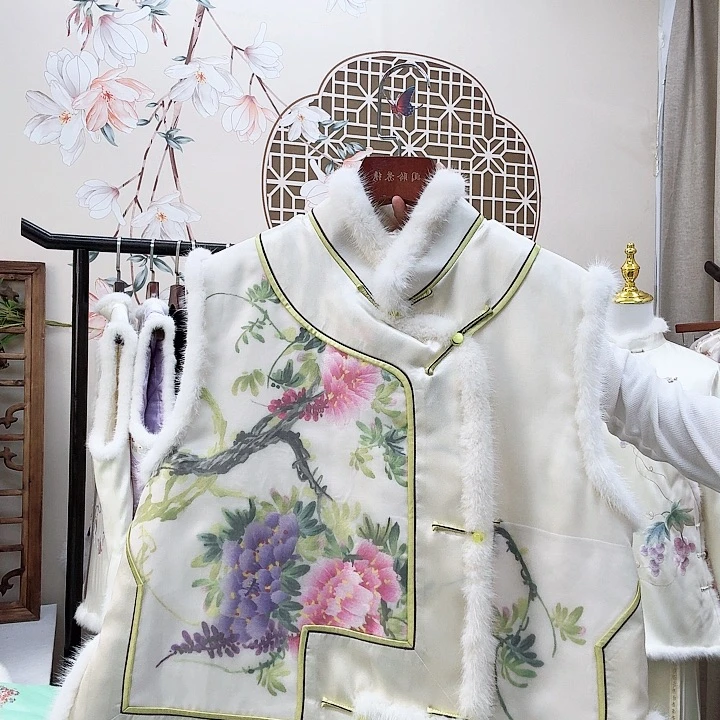织绣桑蚕丝冬款马甲