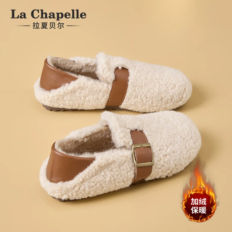 拉夏贝尔雪地鞋加绒毛毛鞋女2025冬季新款韩版保暖舒适内增高棉鞋