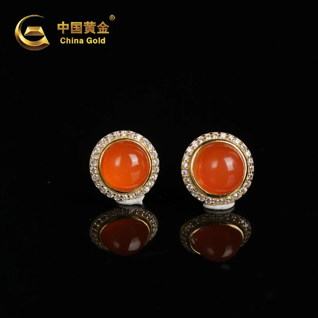 【中国黄金】宿鸿 | 南红*耳饰*S925银镶嵌-R1736-Y