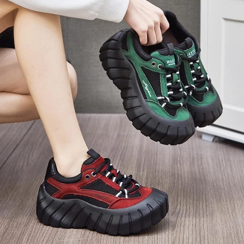 清仓拼色丑萌老爹鞋2025新款春秋女鞋厚底学生鞋小个子运动休闲鞋