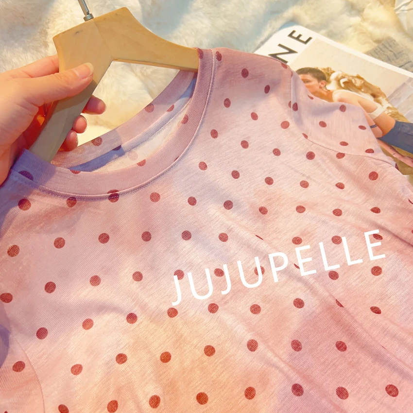 【小波点】2025夏季新款晕染韩系百搭宽松圆领减龄短袖打底T恤女薄