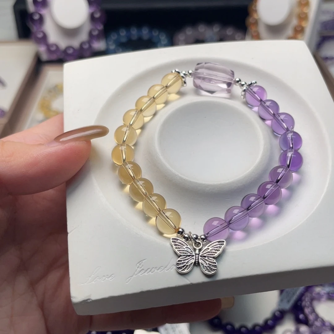 水晶手链未镶嵌巴西紫水黄水diy 7m+