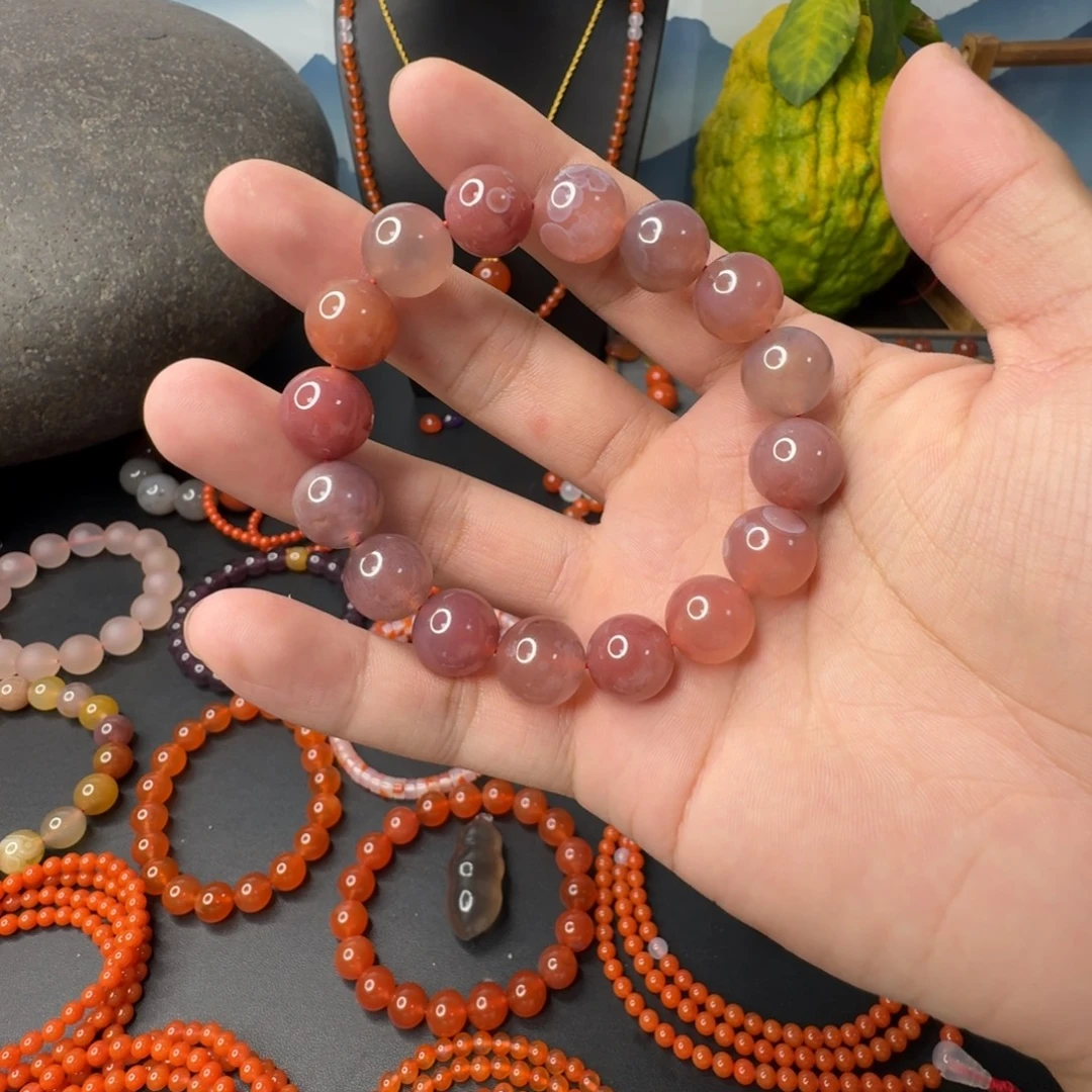 南红玛瑙未镶嵌单圈卡12葡萄紫