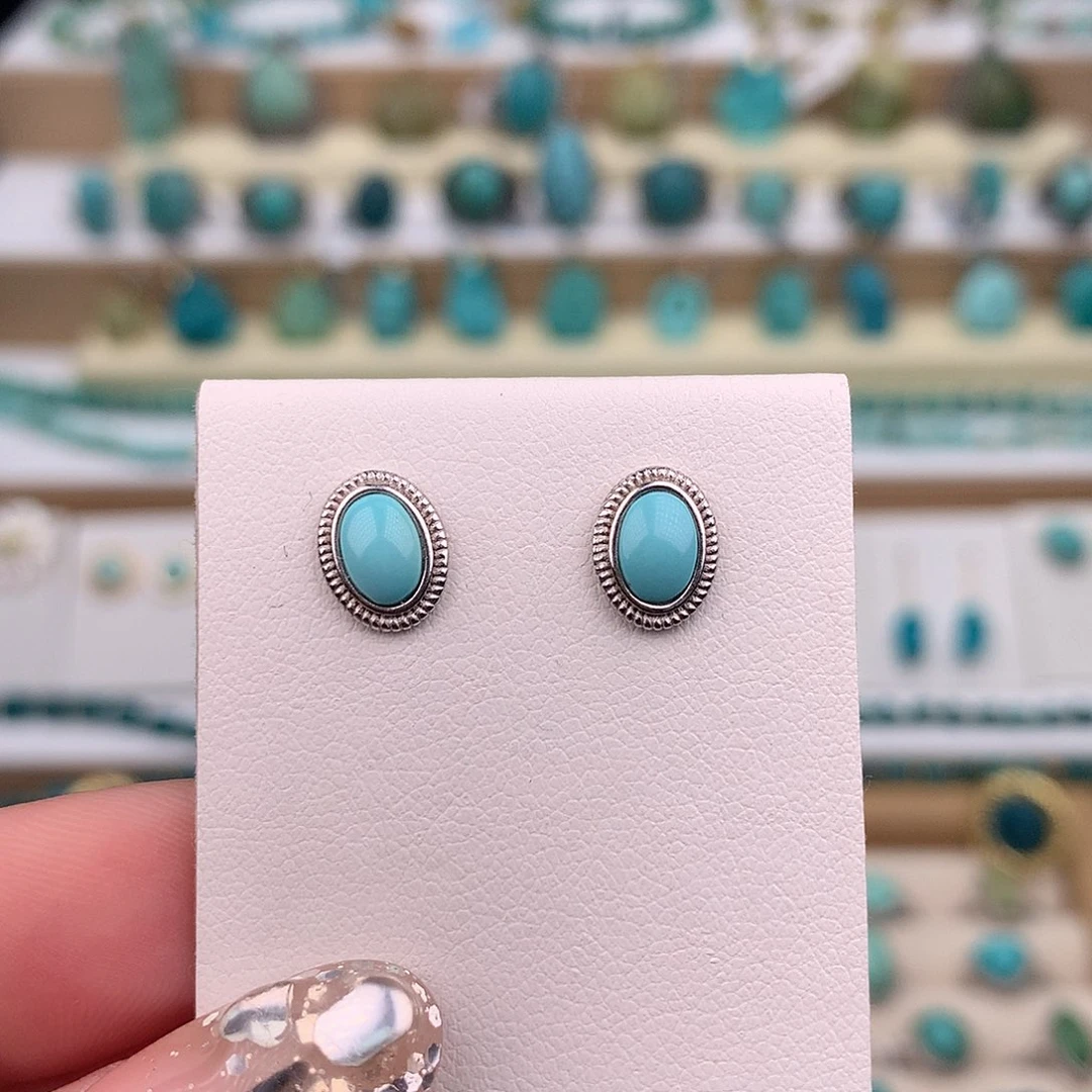 绿松石未镶嵌耳饰