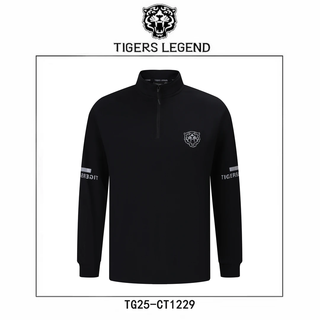 TIGERS LEGEND针织时尚男士秋冬户运动外打底长袖立领半拉链套头