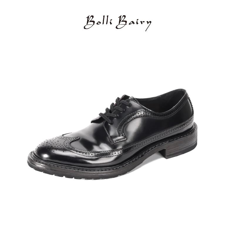 Bolli Bairy/寳麗百瑞马臀皮固特异工艺德比鞋布洛克雕花男士皮鞋