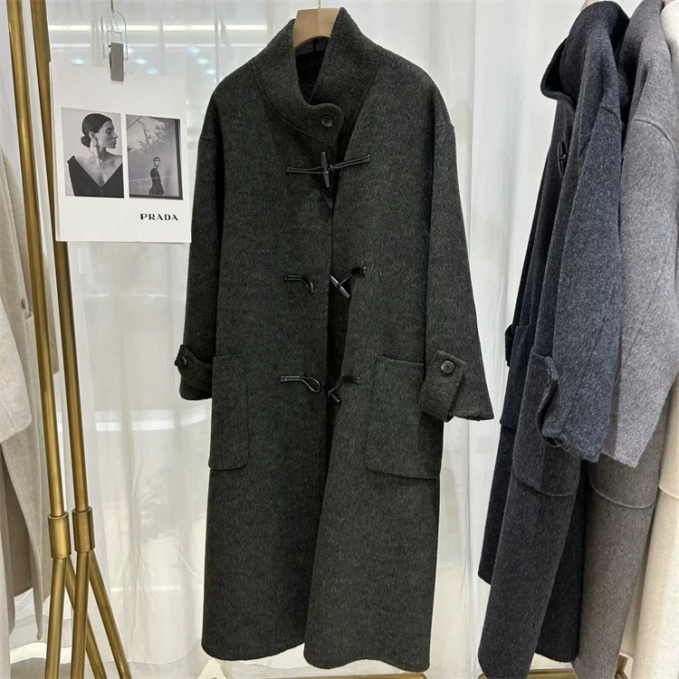 2206 双面呢毛呢外套长款厚款不褪色保暖常规秋冬气质