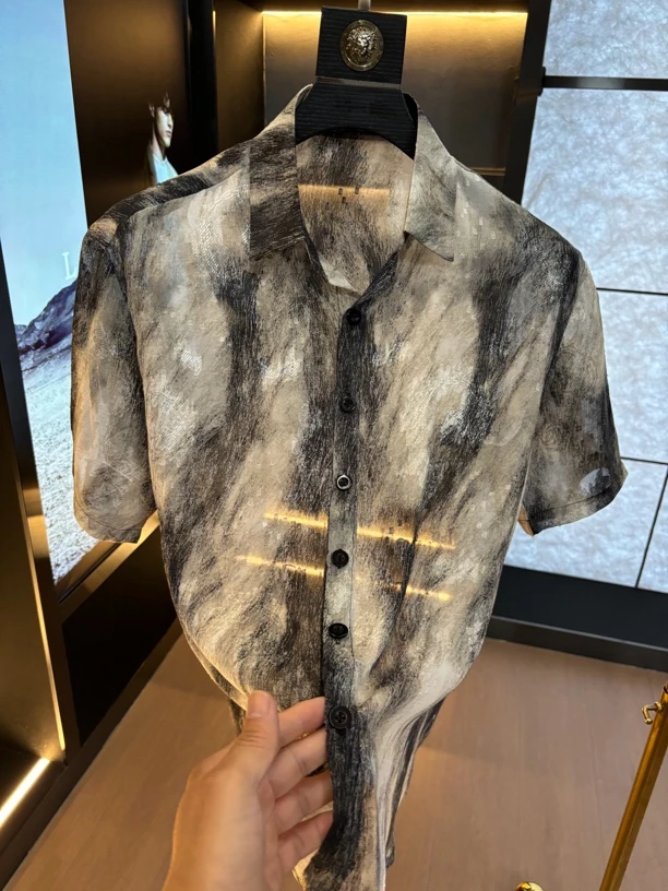 2089男装夏季新款男士半袖翻领衬衫上衣潮牌韩版宽松休闲显瘦