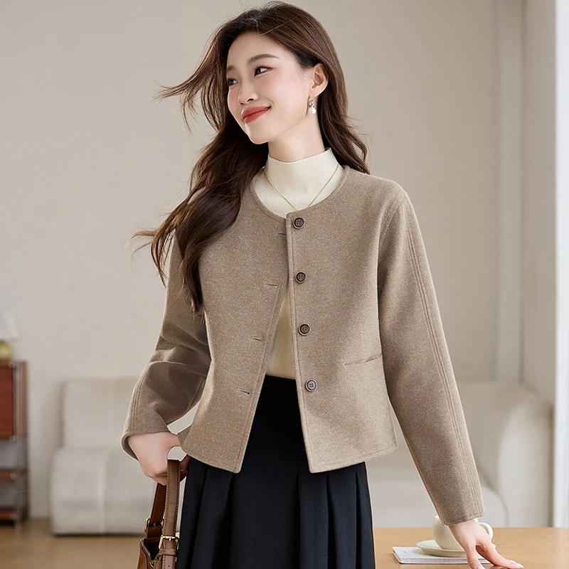 小香风毛呢外套女新款春秋冬小个子女士时尚短款毛呢上衣