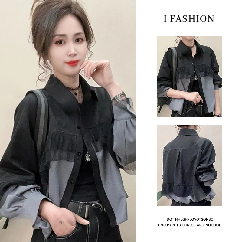 小个子时尚百搭拼接短外套女2025春秋新款洋气减龄宽松显瘦上衣