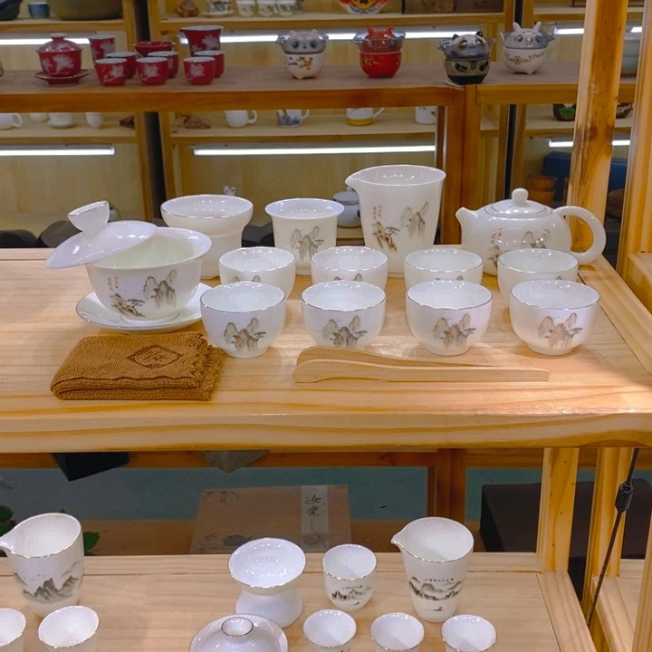 【不止】羊脂玉瓷茶具套装