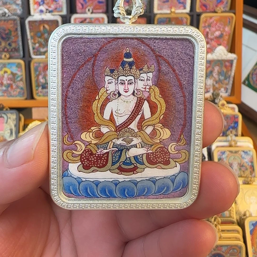 吊坠大日如来热贡唐卡！清！