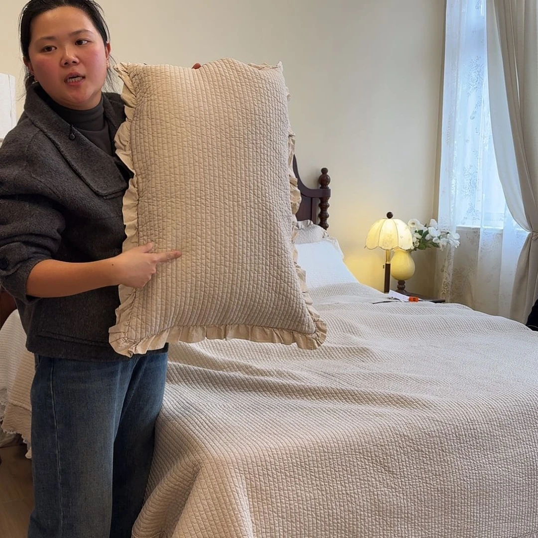 棉白色枕套一对48*74