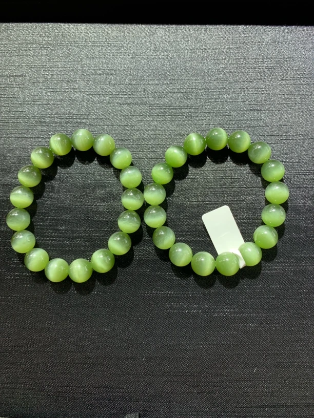 西亚珠宝YY60-和田玉碧玉猫眼手串12mm+多样性发其一