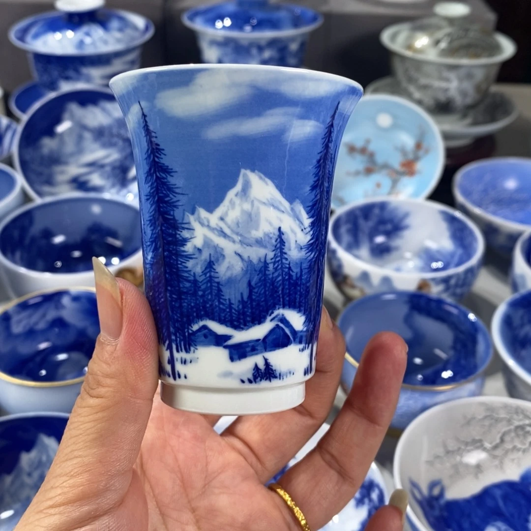 青花雪景主人杯杯