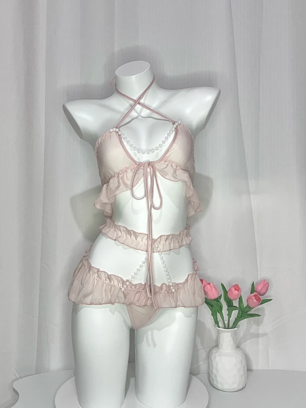 「满地珍珠」80～120嫩粉纯欲风显白珍珠链条裙