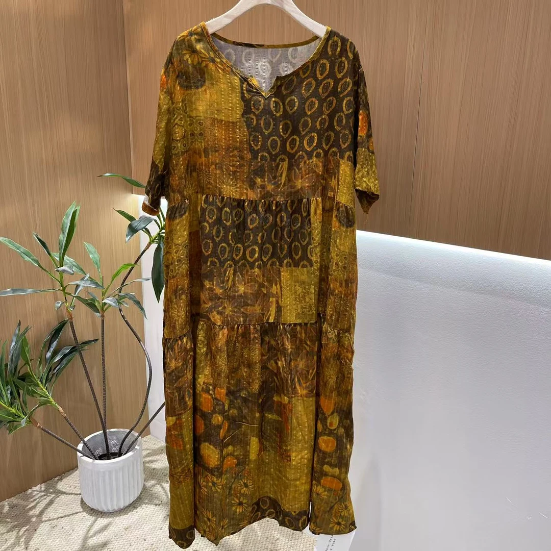 11457新款夏季民族风优雅气质宽松连衣裙QZ