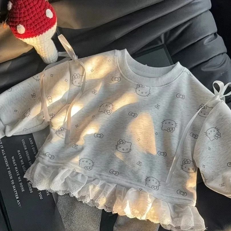 女童秋装套装宝宝可爱满印卡通长袖蝴蝶卫衣儿童修身打底裤两件套