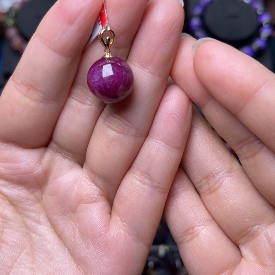 红宝石手链18K金镶嵌红宝单珠吊坠